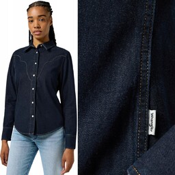 Wrangler SLIM YOKE SHIRT GRANATOWA DAMSKA DOPASOWANA KOSZULA