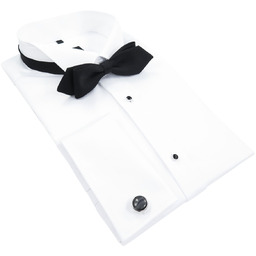 Biała koszula ślubna smokingowa M2 na spinki -