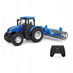 Duży Zdalnie Sterowany Niebieski Traktor z Pługiem Zabawka