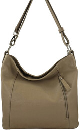 Pojemny skórzany worek na ramię - Beżowy