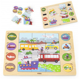 Puzzle Viga Drewniane Odgadnij po Cieniu Środki Transportu