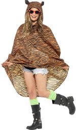 Tiger Party Poncho, Tiger Print, with Drawstring Bag