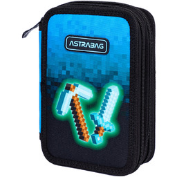 Piórnik z wyposażeniem dwukomorowy dla chłopca Astra Pixel