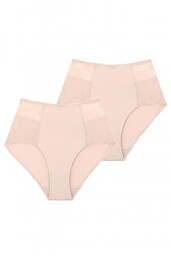 Gładkie wysokie figi damskie (2 pack) z koronką