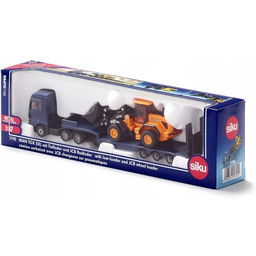 Metalowy model ciężarówki Siku Jcb z przyczepą