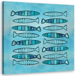 Obraz na płótnie, Jak ręcznie malowane niebieskie ryby