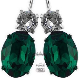 Kryształy Piękne Kolczyki Emerald Crystal Srebro