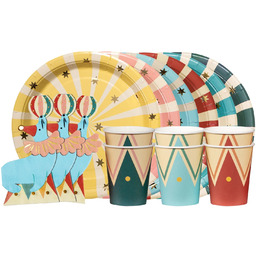 Zestaw kubeczki + talerzyki + serwetki papierowe Cyrk