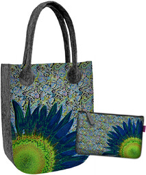 Zestaw Bertoni Torba City Blue Flower + kosmetyczka