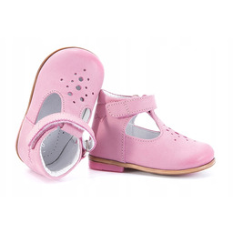 Emel E2385 Balerinki Skórzane Dziewczęce Półbuty Różowy 21