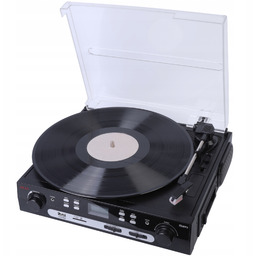 Gramofon Z Radiem I Odtwarzaczem Kaset Bluetooth Am