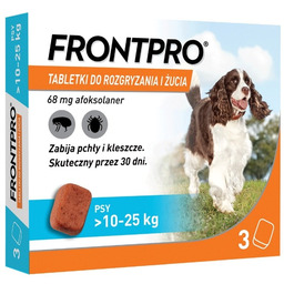 FRONTPRO >10-25 kg L 3 tabletki na kleszcze