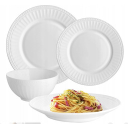 Zestaw obiadowy talerze dla 6 osób 24el biały