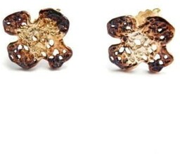 Mini kwiat z listka - kolczyki srebrne