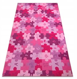 Dywan dziecięcy Puzzle fiolet Alfabet Zwierzątka Układanka 150x150