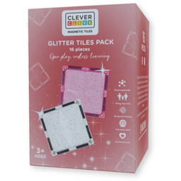 Cleverclixx Klocki Magnetyczne Glitter Tiles Pack Transparent/Pink 16