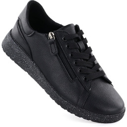 Skórzane półbuty damskie na podwyższeniu czarne Jezzi 138