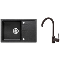 DEANTE Zlewozmywak jednokomorowy z ociekaczem Leda ZRDA2113 Grafitowy