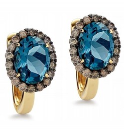 Złote Kolczyki 9,00 mm London Blue Topaz pr