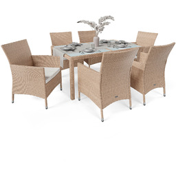 Zestaw mebli ogrodowych Verona 6+1 - Beżowy/Kremowy