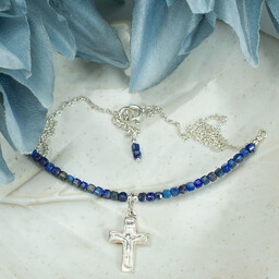 Lapis lazuli, srebro 925, delikatny, granatowy naszyjnik