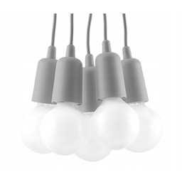 Lampa Wisząca Diego 5-punktowa Szara Oprawa Sufit Dziecięca