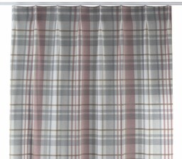 Zasłona na haczykach flex pojedynczych, kratka czerwono-szary melanż,