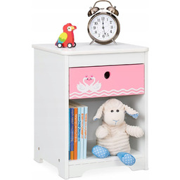Stolik Nocny Szafka Dla Dzieci Łabędź Biało-różowy 41CM