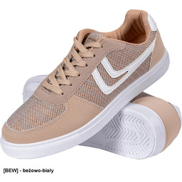 - Buty sportowe typu trampki CASUAL, tkane beżowo-biały