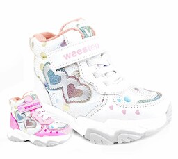 Białe przejściowe buty niemowlęce zmieniające kolor Weestep