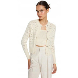 TRENDYOL BEŻOWY AŻUROWY KARDIGAN Z OZDOBNYMI GUZIKAMI 38