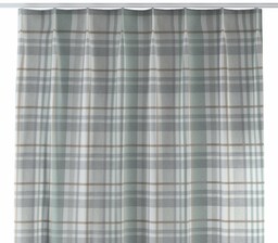 Zasłona na haczykach flex pojedynczych, kratka zielono-szary melanż,