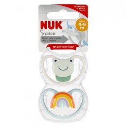 NUK Smoczek uspokajający silikonowy 0-6m Space Frog 2