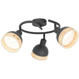 Lampa Sufitowe Lindby, Lonnaris, ściemnialny, czarny, salon, metal,