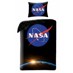 Halantex Pościel bawełniana 140x200 Nasa czarna poszewka 70x90