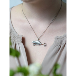 Wisiorek srebrny - Kameleon szary mały