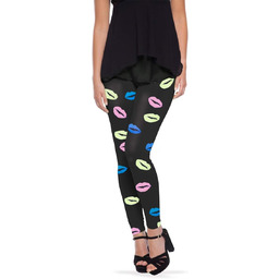 Folat 63546 Party legginsy czarne z neonowymi wargami