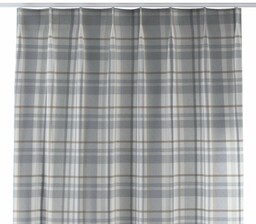 Zasłona na haczykach flex pojedynczych, kratka beżowo-szary melanż,