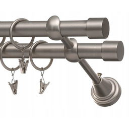 Karnisz Metalowy podwójny fi19 mm 270cm Chrom Mat