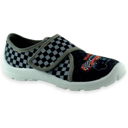 Szare chłopięce kapcie na rzep do szkoły Befado