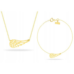 ZŁOTY KOMPLET NASZYJNIK BRANSOLETKA SKRZYDŁA 333