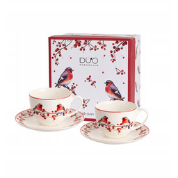 Duo 2 Filiżanki ze spodkami Christmas Birds 3