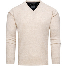 Sweter męski w serek beżowy Recea