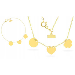 ZŁOTY KOMPLET NASZYJNIK BRANSOLETKA 333 GRAWERUNEK