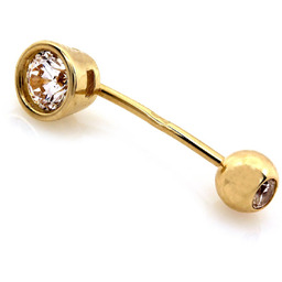 Złoty kolczyk 585 do pępka z cyrkonią 1.30g