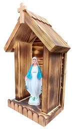 Kapliczka drewniana na figury - palona na wenge