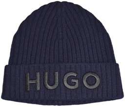 Czapka zimowa beanie Hugo Boss wełniana granatowa -