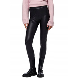 PIECES CZARNE LEGGINSY IMITACJA SKÓRY DŁUGIE GŁADKIE L/XL