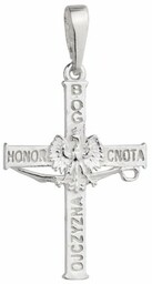 Srebrny Krzyżyk Patriotyczny Bóg Honor Ojczyzna pr 925