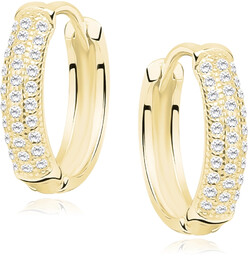 Eleganckie pozłacane srebrne kolczyki kółka z cyrkoniami srebro